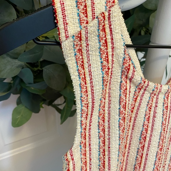 Madewell Textured Stripe Crop Top Sleeveless Open Back XS - Picture 5 of 7